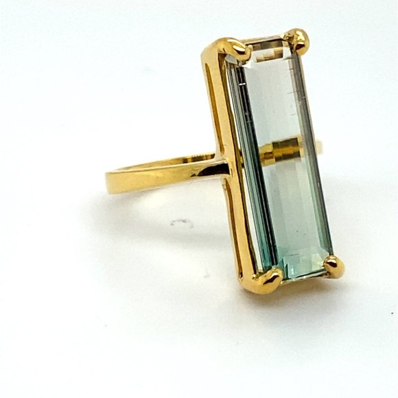 Bi Color Tourmaline 6.02ct Solid 14K Yellow Gold Ring - Picture 4 of 7